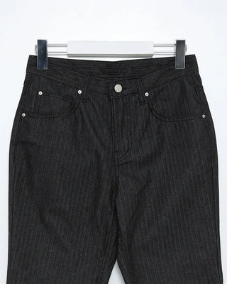 Low-rise striped flare denim pants