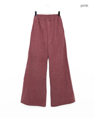 Corduroy ribbed elastic waist pants