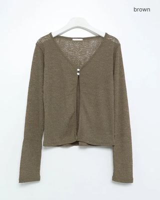 Two-button sheer cardigan