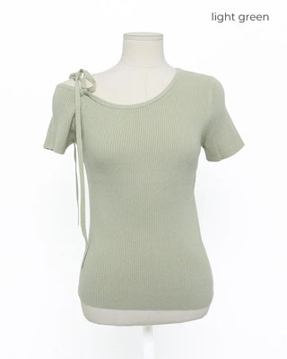 Asymmetrical Ribbon One-Shoulder Knit
