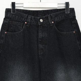 Striped ribbed denim pants