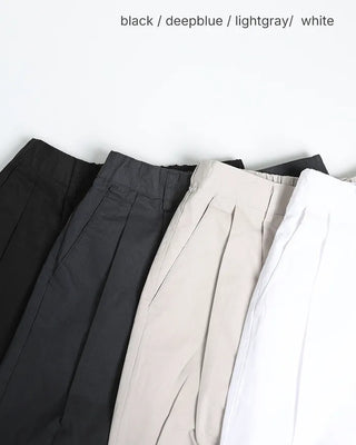 Wide-leg cotton pants with pintucks
