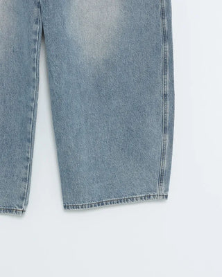 Washed balloon denim pants