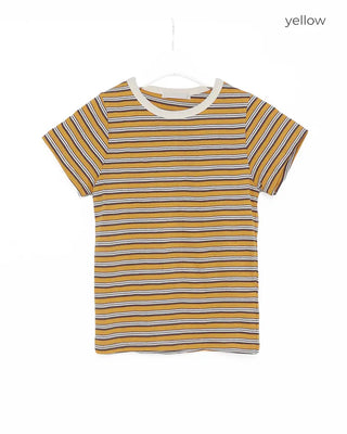 Multi-striped short-sleeved T-shirt