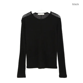 See-through slim long-sleeved T-shirt