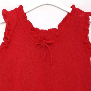Ribbon knit frill T-shirt