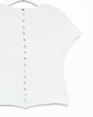 Shell button short-sleeved cardigan