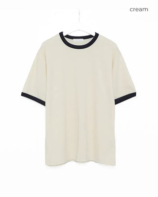 Retro-colored ringer neck T-shirt