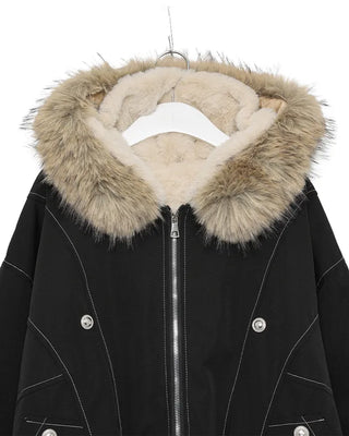 Raccoon fur hooded jacket