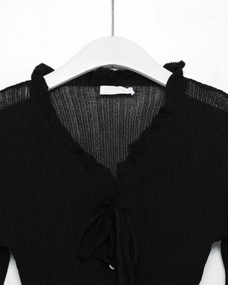 Frilled Crop Point Thermal Cardigan