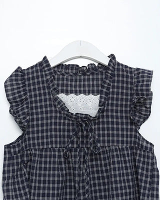 Lace layered check sleeveless top