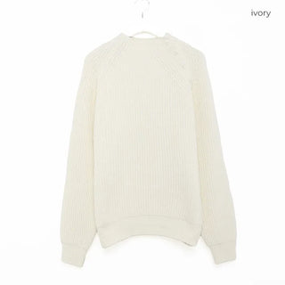 (Unisex) Button Mock Neck Raglan Knit