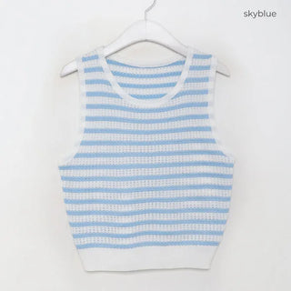 Striped knit sleeveless knit