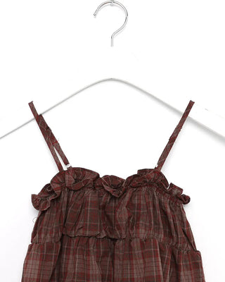 Tiered check sleeveless dress