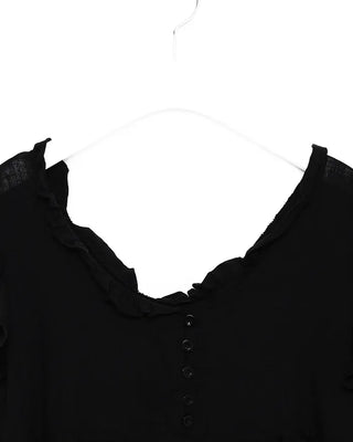 Frilled V-neck long dress
