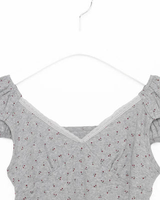 Mini Flower Cap Sleeve Semi-Cropped Top