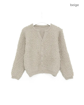 Fleece V-neck Round Cardigan