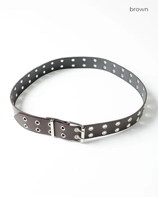 Double eyelet leather belt