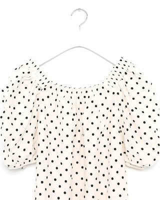 Polka Dot Banding Off-Shoulder Blouse