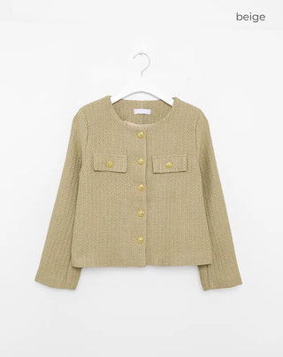 Gold button round tweed jacket