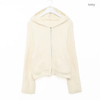 2-way Boucle Zip-Up Hooded Parka