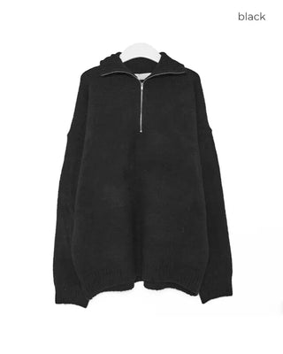 Half-neck zip-up knit