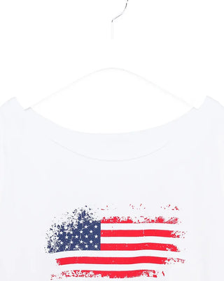 American Cut-Off Shoulder Neck Cropped T-Shirt