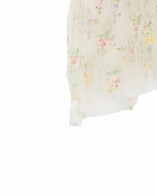 Flower embroidered sheer midi dress