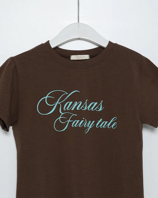 Lettering semi-cropped short-sleeve T-shirt