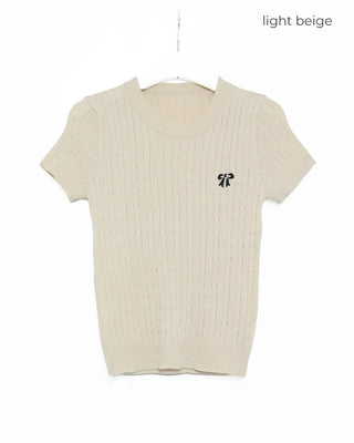 Ribbon Stitch Half-Sleeve Knit
