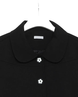 Flower Button Round Collar Jacket