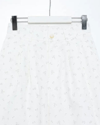Flower pattern wide-leg pants with elastic waistband