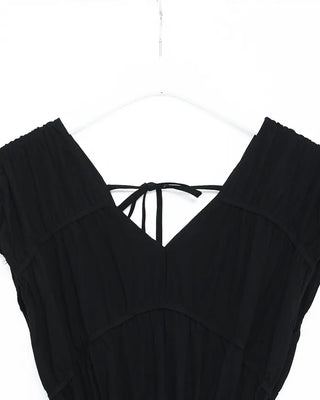 V-neck shirred long dress
