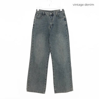 Straight wash denim pants
