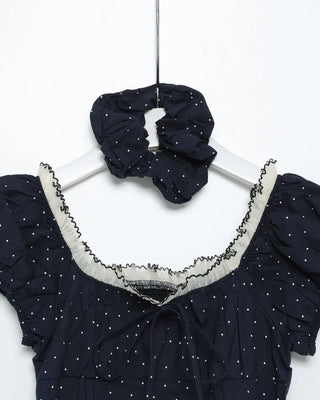 Dot smoke short-sleeved blouse