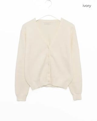 V-neck drop-shoulder rayon cardigan