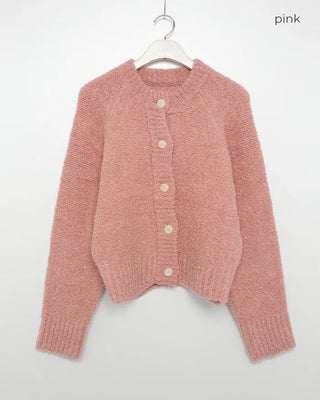 Bouclé Raglan Sleeve Cardigan