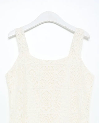Perforated detail square neck long dress