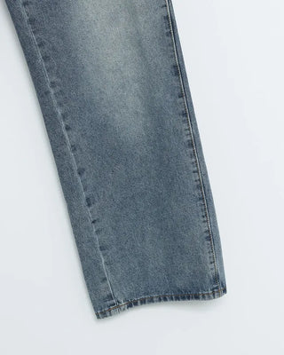 Side pintuck light denim pants