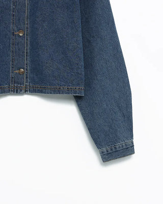 Cropped denim shirt jacket