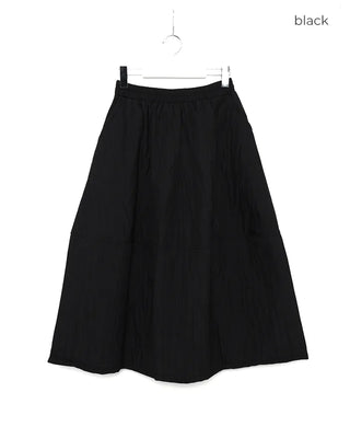 Elastic waist flared long skirt