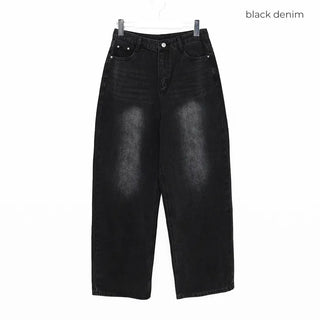 Vintage Wash Wide Denim Pants