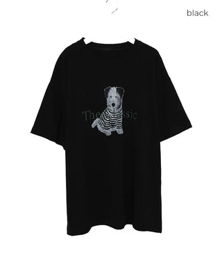 Oversized puffy dog short-sleeved T-shirt
