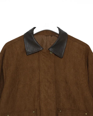 Leather color-point suede jacket