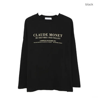 Simple lettering long-sleeved T-shirt