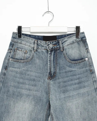 Semi-wide denim pants