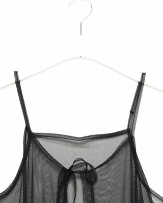 See-through ribbon camisole long dress
