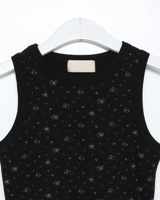 Flower scalloped hem ribbed sleeveless top