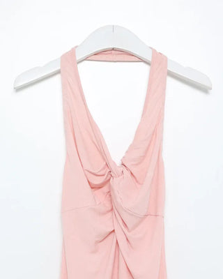 Halter neck shirred sleeveless top