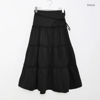 Ribbon long tiered skirt